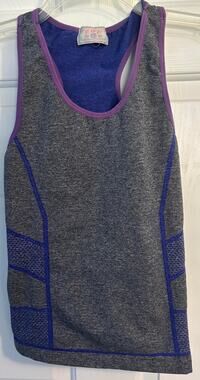 F&F Active Heather Grey & Purple Racerback Athletic Tank Top